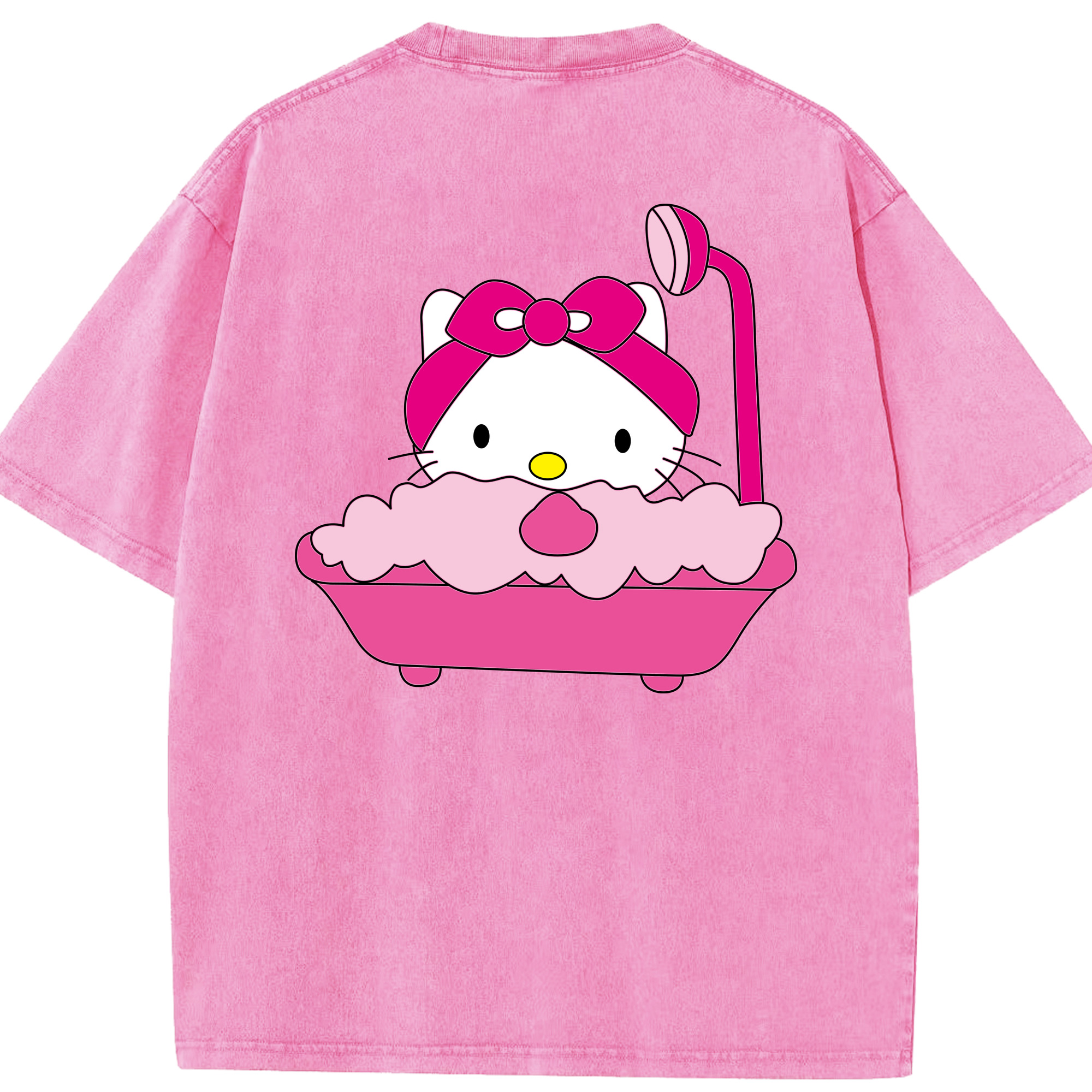 （画像用） Hello Kitty ハローキティ 綿100% ヴィンテージ風 半袖Tシャツ（背面プリント）